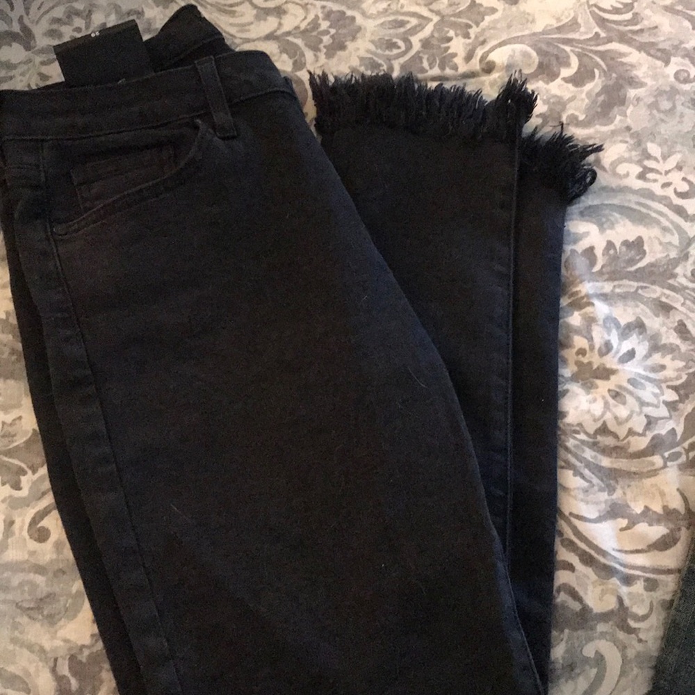Just black fringe jeans